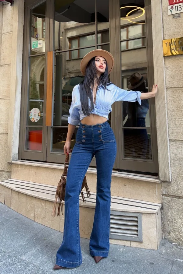 Jeans Eight Buttons in Front 7094-26-(27-32) Regular Dark Blue