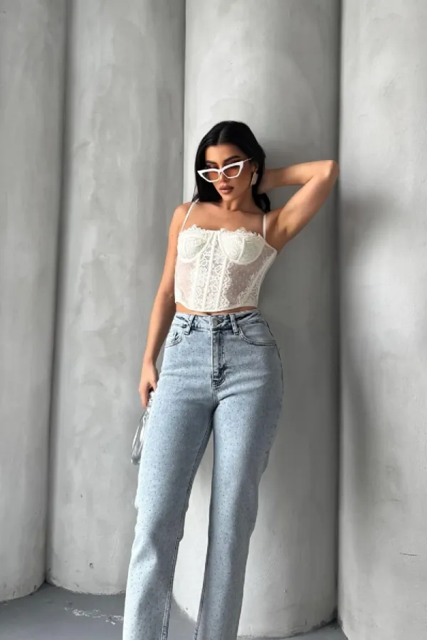 Serpme Yıldızlı Kot Pantolon 7040-08-(26-31) Serpme Yıldızlı Kot Pantolon 7040-08-(26-31)