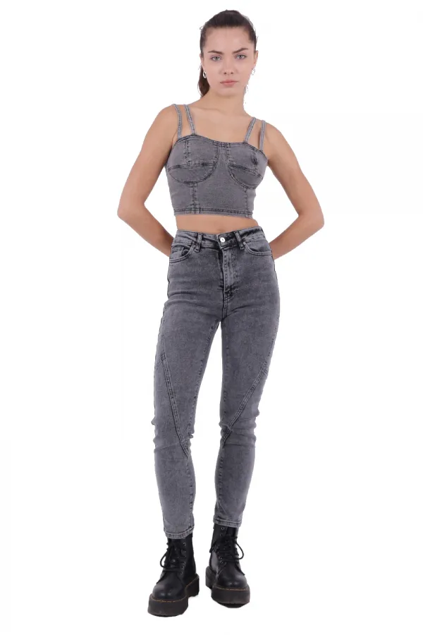 Parçalı Mom Pantolon 778-40-(26-31)