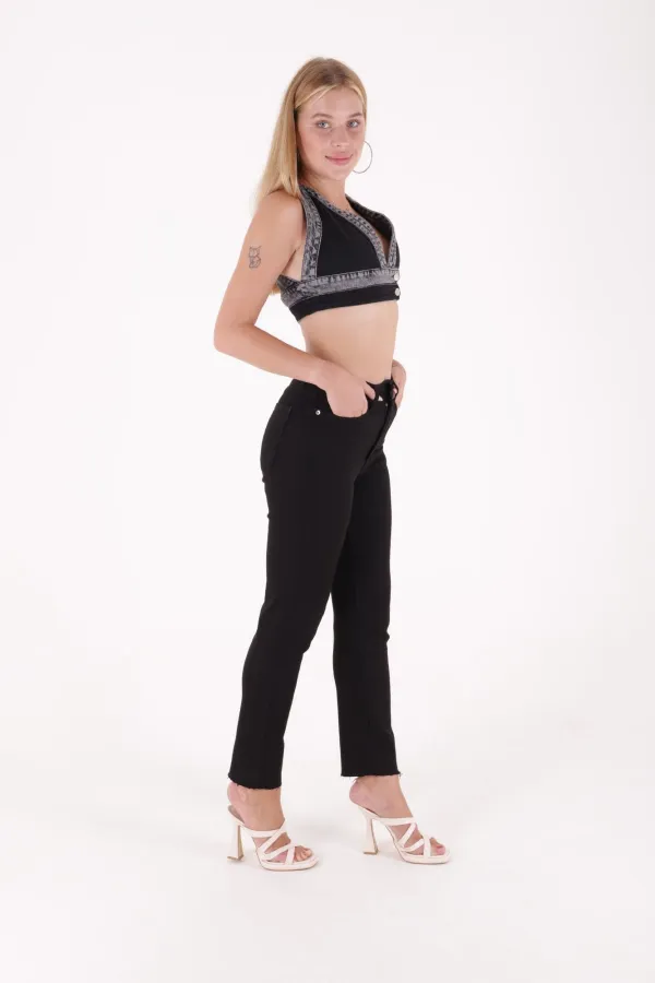 Dikişsiz Paça Mom Fit Kot Pantolon  764-07-(26-33-4-2)
