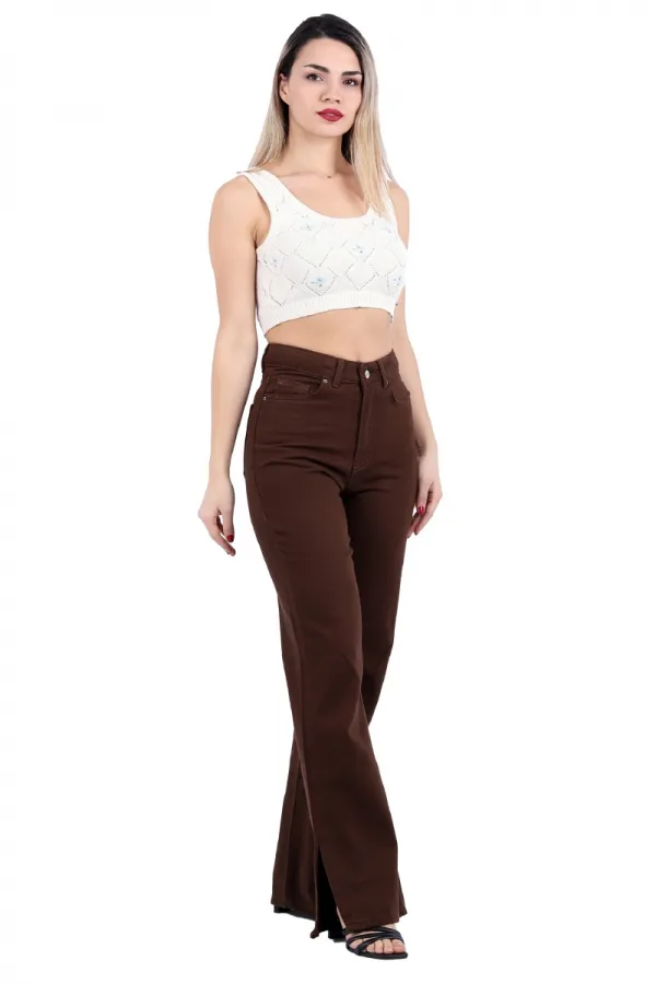 Paçası Yırtmaçlı Mom Fit Kot Pantolon  1732-78-(26-31)