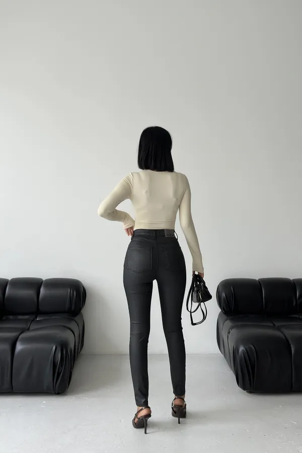 High Waist Leather Pants 415-07-(27-32)