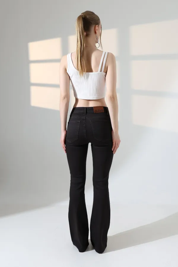 High Waisted and Flared Leg Skinny Jean  867-60-(27-32) Ancient Brown