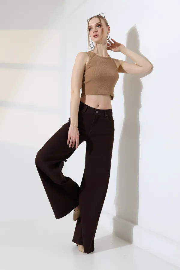 Wide Leg Jean 7082-78-(27-32) Brown Wide Leg Jean 7082-78-(27-32) Brown