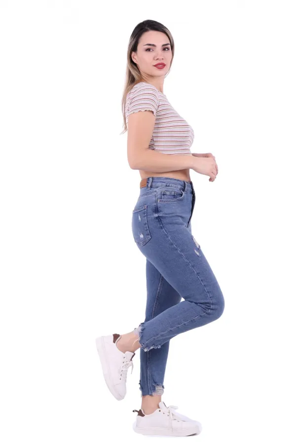 Paçası Mom Fit Kot Pantolon 884-01-(26-31) Paçası Mom Fit Kot Pantolon 884-01-(26-31)