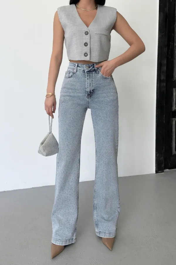 Serpme Taşlı Kot Pantolon  7107-08-(28-33)