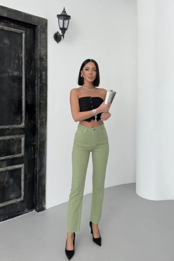 Dikişsiz Paça Mom Fit Kot Pantolon  764-72-(27-32)