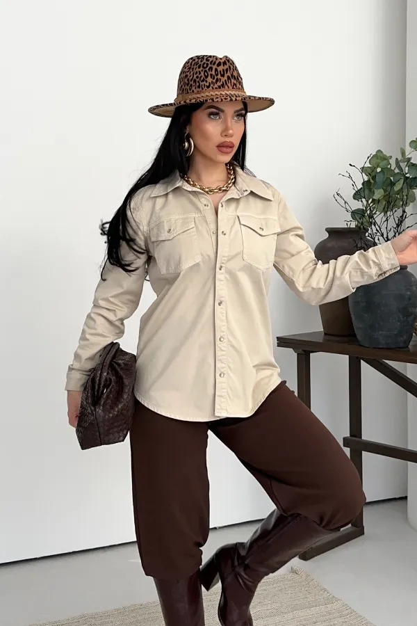 Çıtçıtlı Kot Gömlek  6013-65-(S-XL-6)