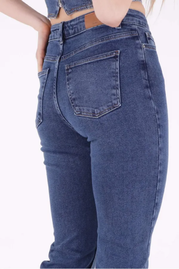 Tasseled Bottom Wide Leg Relax Jean 1726-01-(26-31) Dark Blue Denim Tasseled Bottom Wide Leg Relax Jean 1726-01-(26-31) Dark Blue Denim