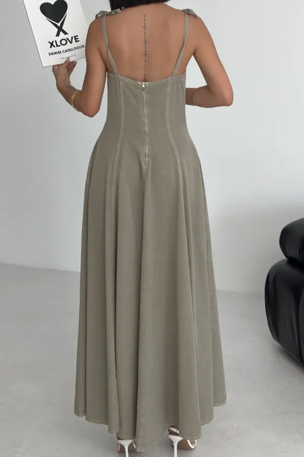 Bağcık Detaylı Volanlı Elbise 3052-74-(S-XL) Bağcık Detaylı Volanlı Elbise 3052-74-(S-XL)