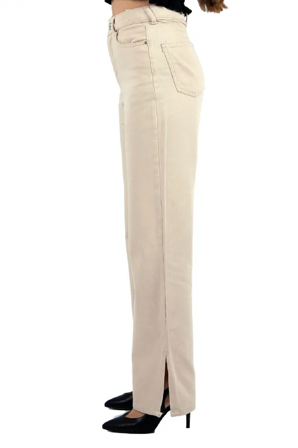 Paçası Yırtmaçlı Mom Fit Kot Pantolon  1732-66-(26-31)