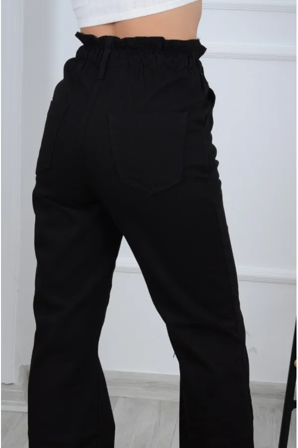 Beli Lastikli Bol Paça Relax Kot Pantolon  789-07-(26-31)