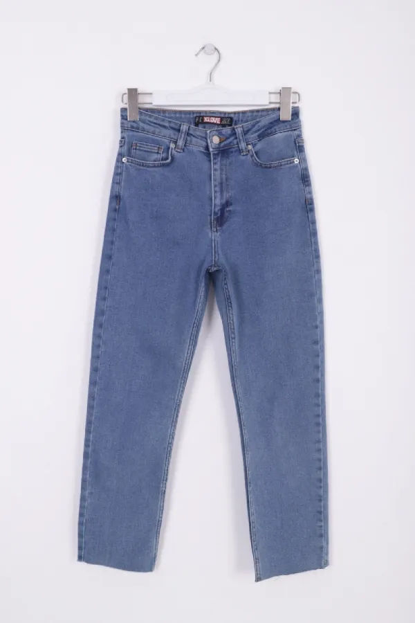 Dikişsiz Paça Mom Fit Kot Pantolon  764-27-(32-36)