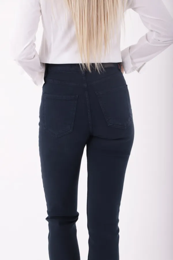 Fringe Ending High Waisted Mom Fit Jean  764-12-(26-28) Navy Blue