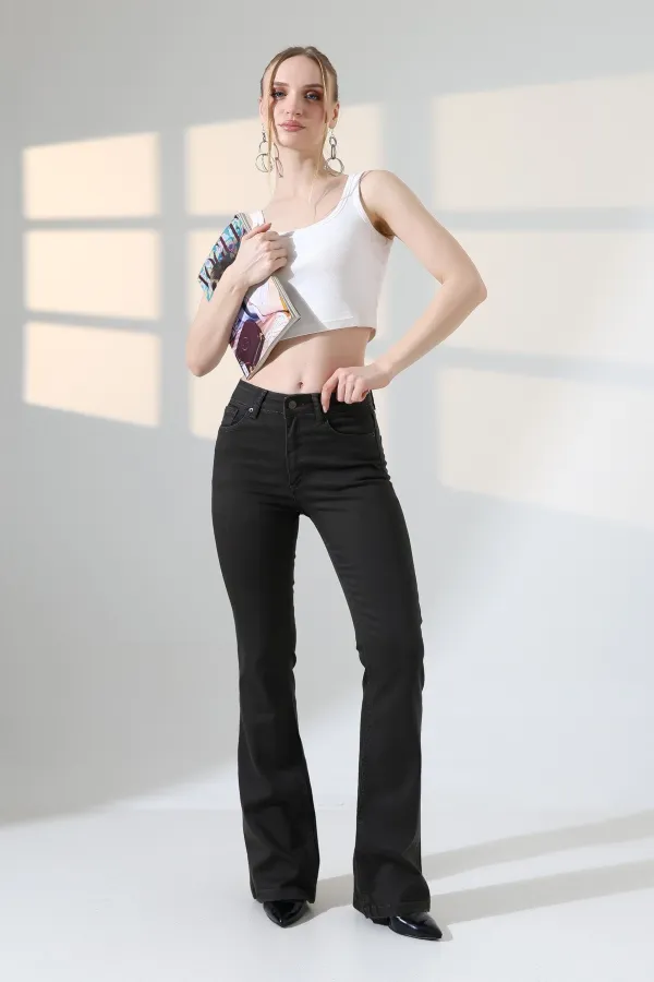 High Waisted and Flared Leg Skinny Jean  867-10-(27-32) 