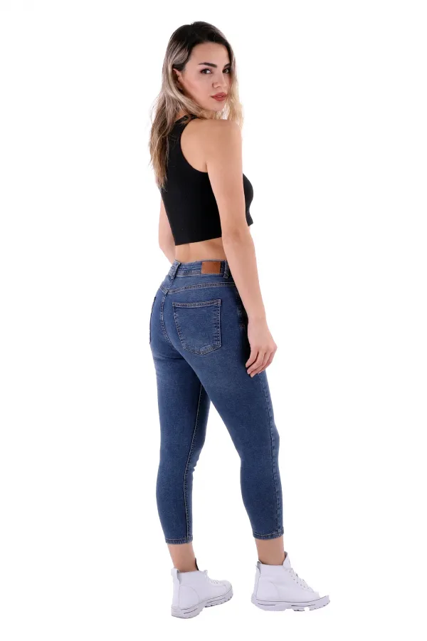 High Waisted Short Skinny Jean  810-06-(26-31) Middle Blue Denim