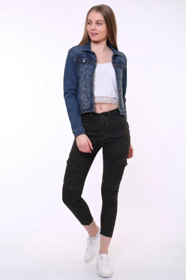 Classic Short Denim Jacket with Collar 640-02-(S-XL) Dark Tinted Denim Classic Short Denim Jacket with Collar 640-02-(S-XL) Dark Tinted Denim
