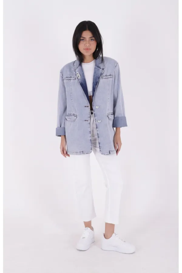 Düğmeli Klasik Blazer Ceket 6066-08-(S+L+4) Düğmeli Klasik Blazer Ceket 6066-08-(S+L+4)
