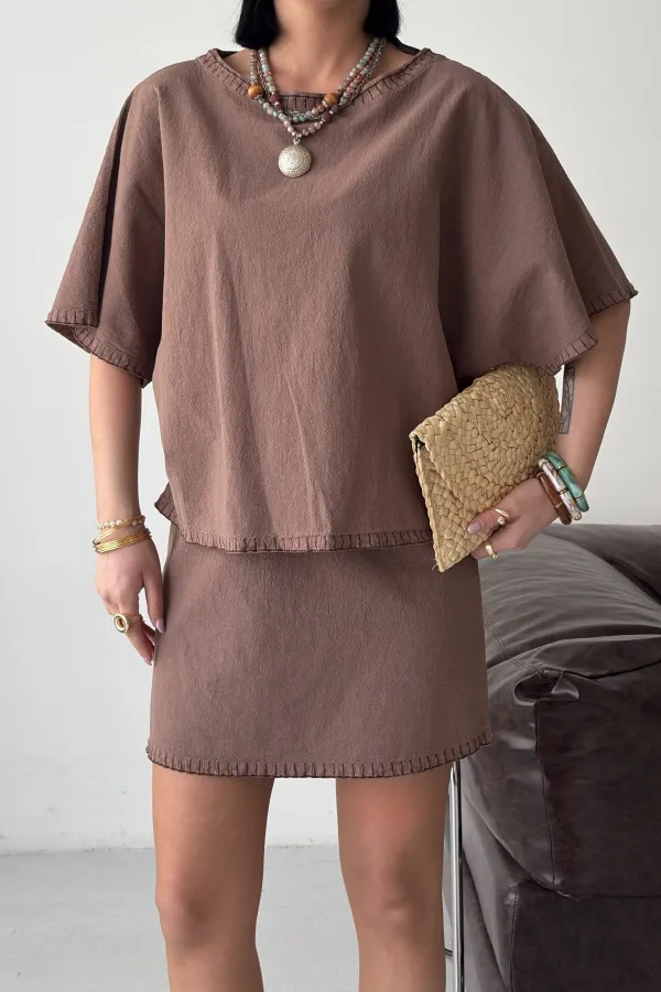 Nakışlı Oversize Bluz HS403-72-(S-L-3)