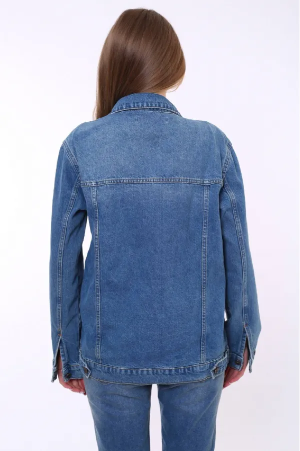 Classic Regular Boyfriend Denim Jacket 650-01-(S-XL-6) Dark Blue Denim Classic Regular Boyfriend Denim Jacket 650-01-(S-XL-6) Dark Blue Denim