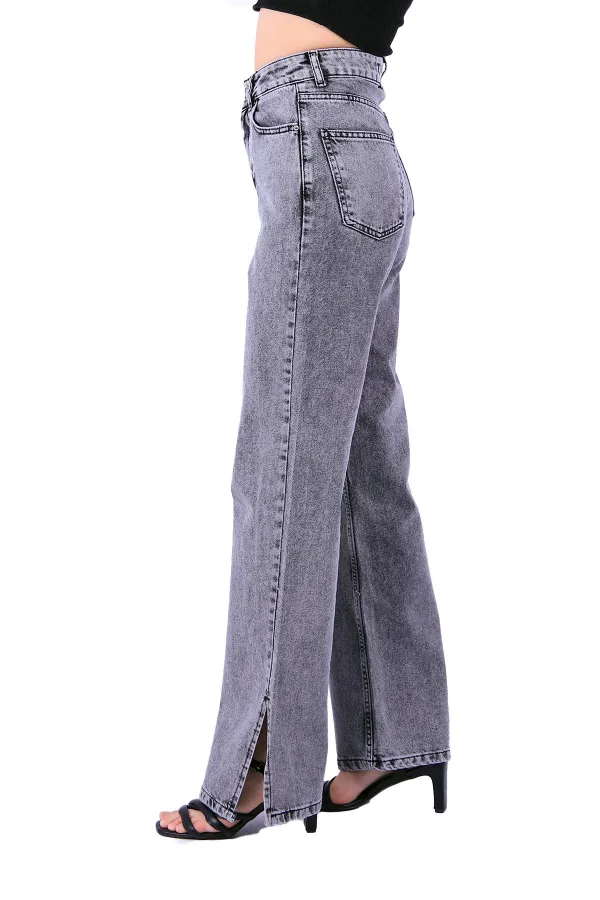 Paçası Yırtmaçlı Mom Fit Kot Pantolon  1732-40-(26-31)