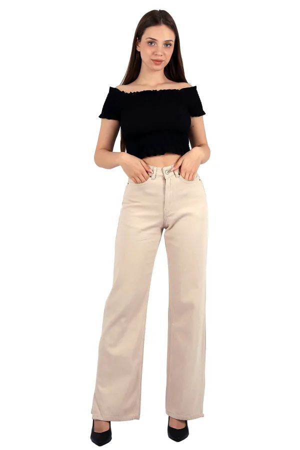 Paçası Yırtmaçlı Mom Fit Kot Pantolon  1732-66-(26-31)