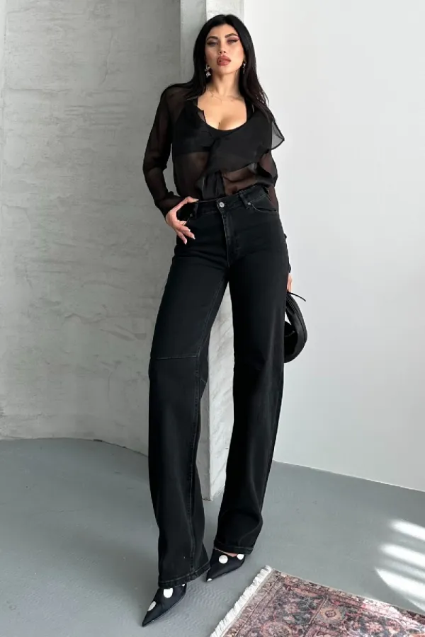 Baggy Jeans with Dart Detail on Legs 7088-23-(28-33) Regular Anthracite