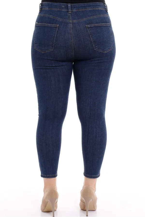 High Waisted Ankle Length Skinny Jean  815-17-(34-40) Slubbed Navy Blue