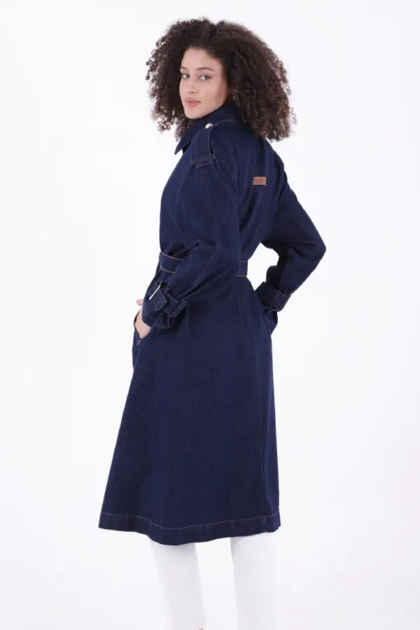 Kemerli Uzun Trençkot 6077-17-(S+L+4) Kemerli Uzun Trençkot 6077-17-(S+L+4)