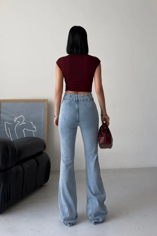 Pensli İspanyol Kot Pantolon  7021-08-(27-32)