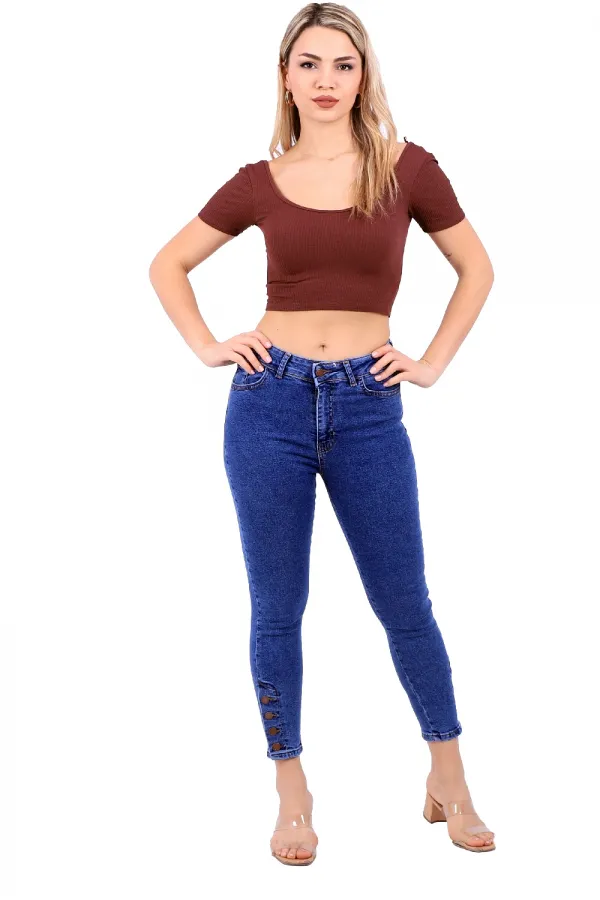Paçası Dört Düğmeli Kot Pantolon  786-27-(26-31)