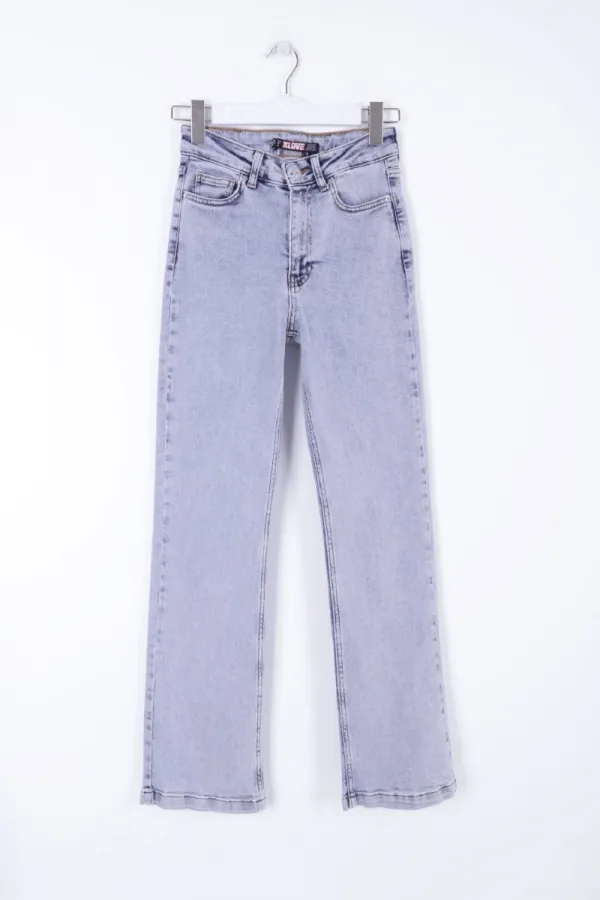 Stitched Hems Wide Leg Relaxed Jean 7026-08-(27-32) Snow Light Blue Stitched Hems Wide Leg Relaxed Jean 7026-08-(27-32) Snow Light Blue