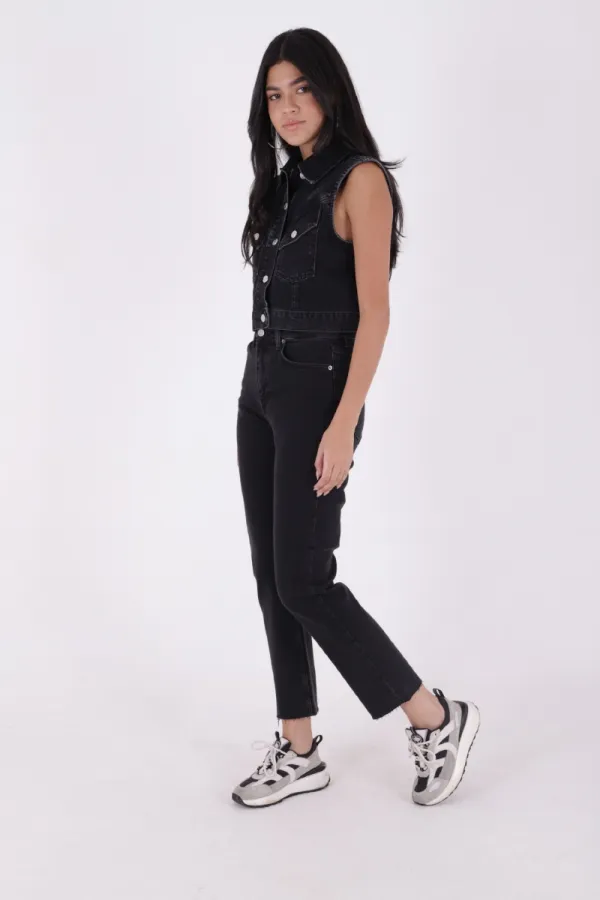 Fringe Ending High Waisted Mom Fit Jean  764-23-(32-36) Regular Anthracite