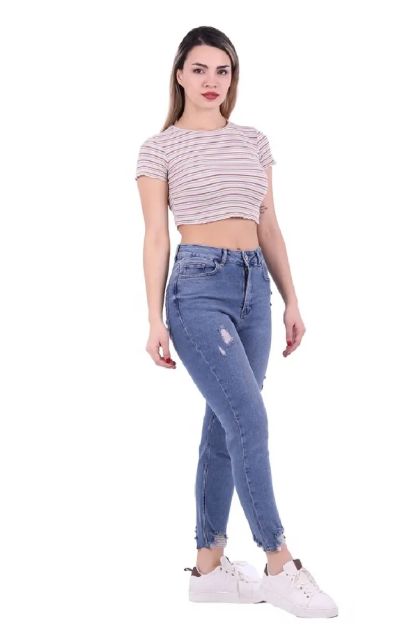 Paçası Mom Fit Kot Pantolon 884-01-(26-31) Paçası Mom Fit Kot Pantolon 884-01-(26-31)