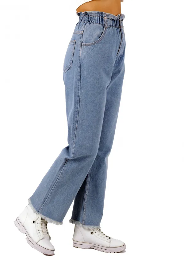 Beli Lastikli Bol Paça Relax Kot Pantolon  789-15-(28-33)
