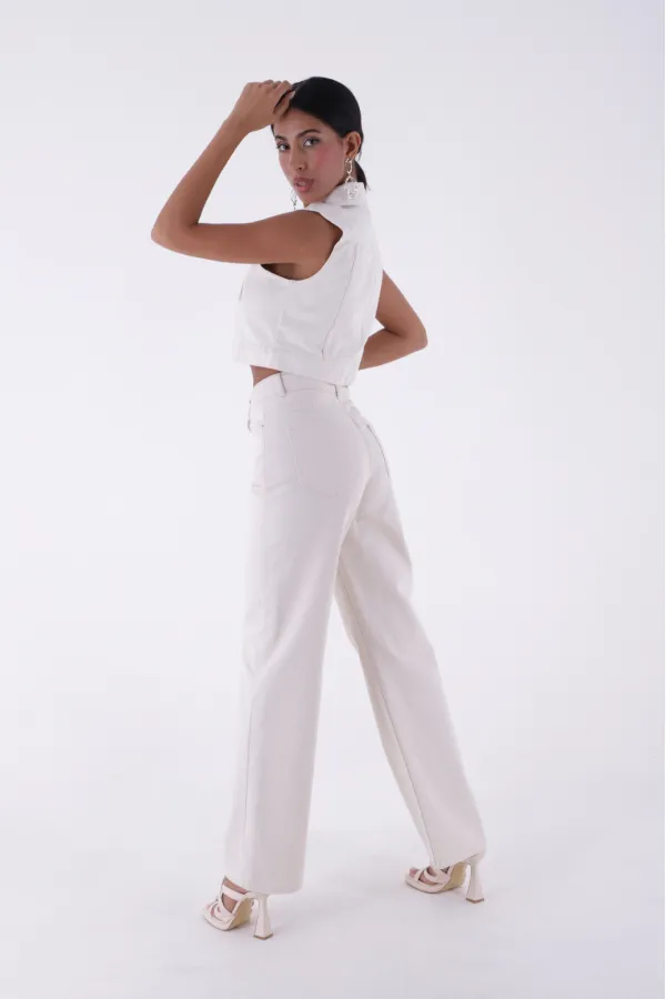 Wide Leg High Waisted Relaxed Jean  718-80-(27-32) Natural