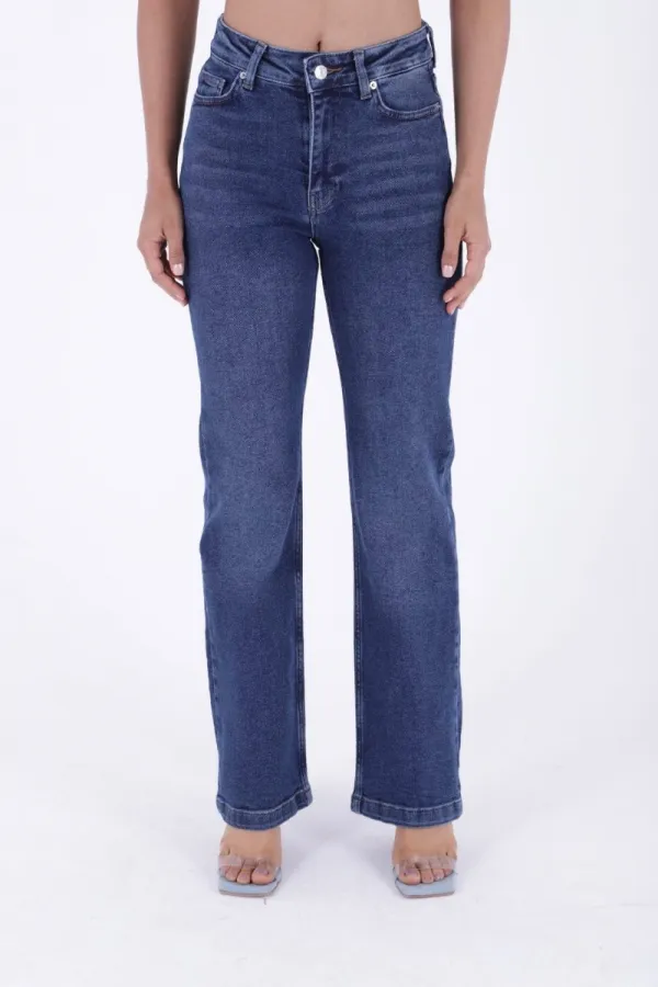Stitched Hems Wide Leg Relaxed Jean 7026-01-(30-36) Dark Blue Denim Stitched Hems Wide Leg Relaxed Jean 7026-01-(30-36) Dark Blue Denim