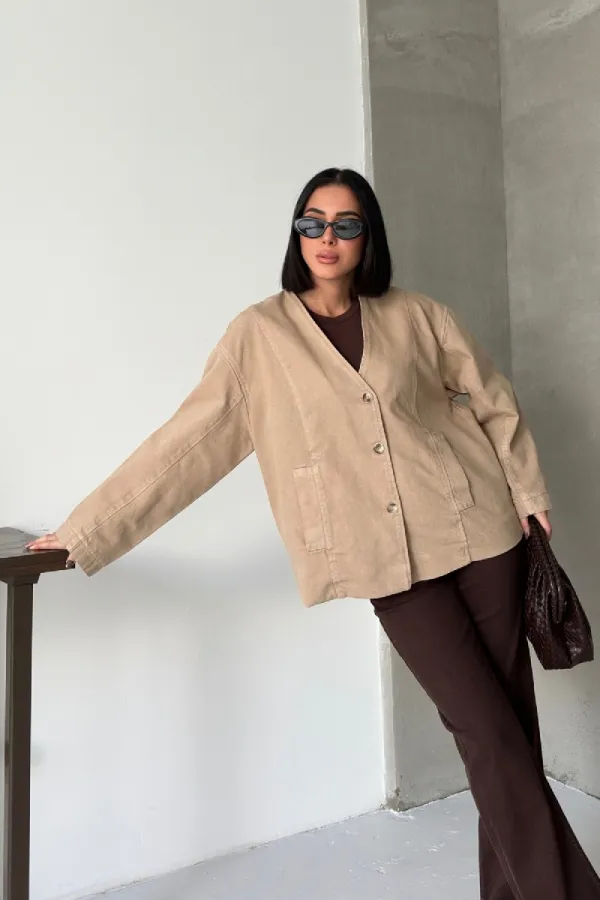 Astarlı Oversize Kot Ceket 6200-70-(S+L+3)