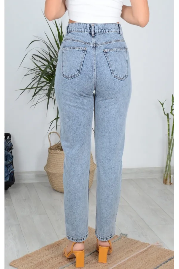 Yüksek Bellı Mom Kot Pantolon  800-08-(27-32)