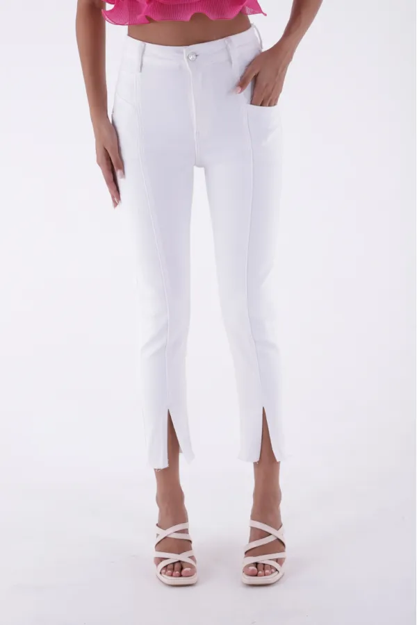 Pantalon à fente avant patchwork 1743-50-(26-28)