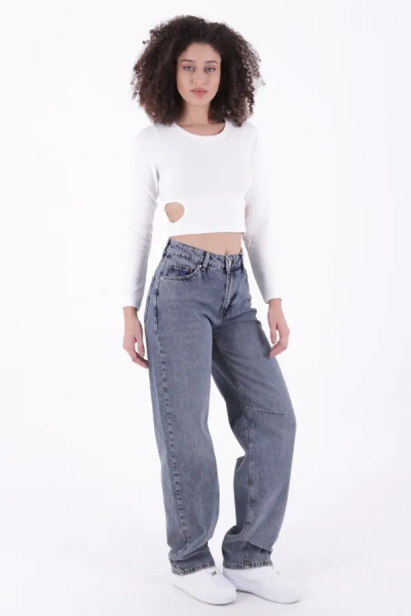 Baggy Jean with Dart Detail 7050-62-(26-29-2) Middle Blue - Tinted Baggy Jean with Dart Detail 7050-62-(26-29-2) Middle Blue - Tinted