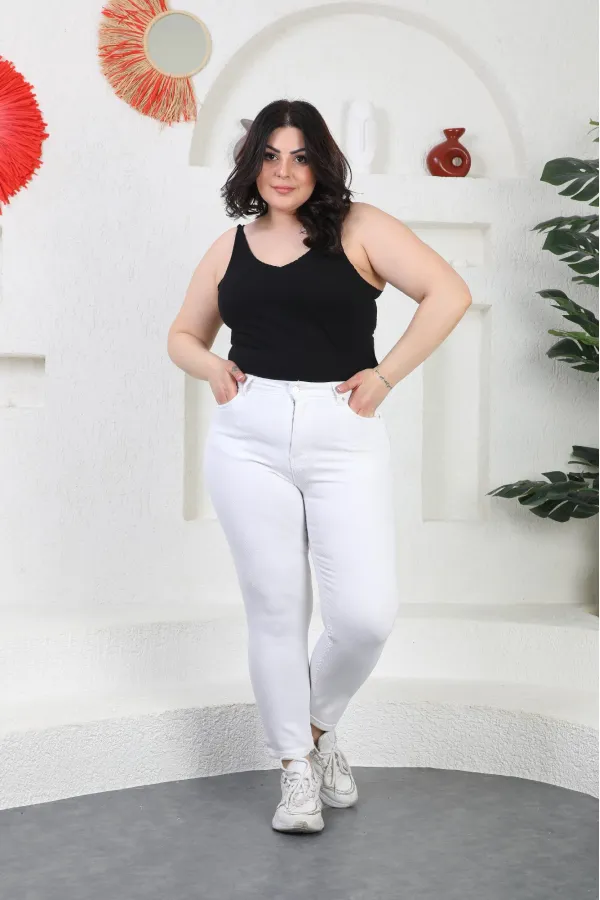 High Waisted Ankle Length Skinny Jean  815-50-(30-36) White