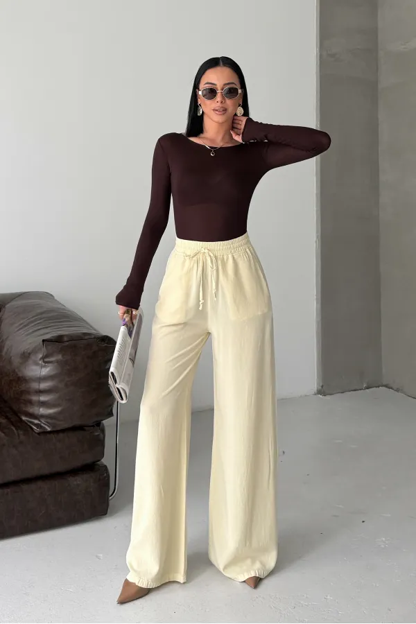 Lastikli Palazzo Pantolon HS708-101-(S-XL) Lastikli Palazzo Pantolon HS708-101-(S-XL)