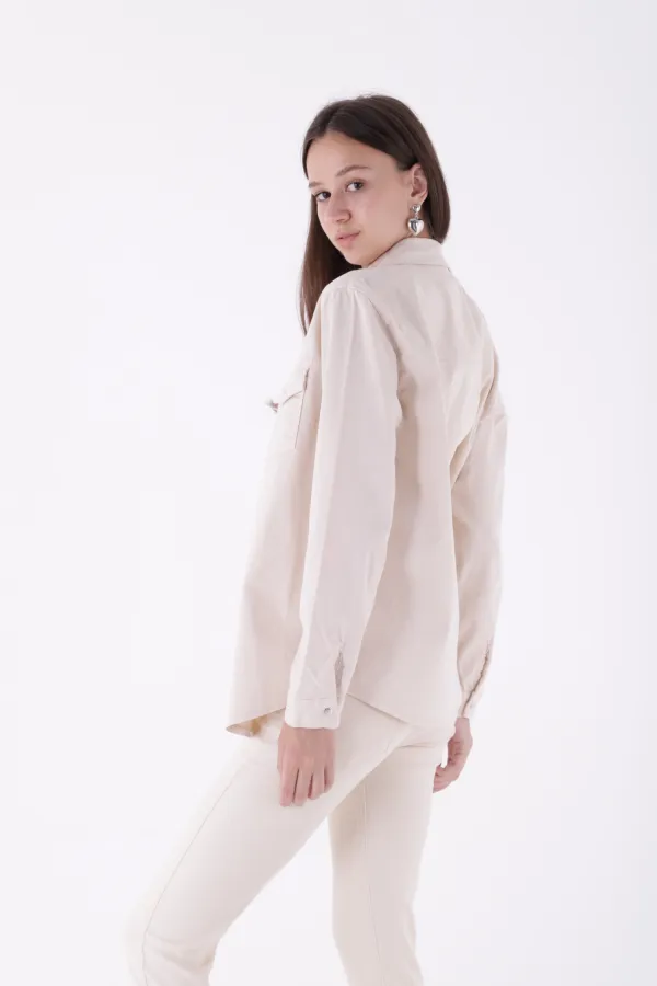 Çıtçıtlı Kot Gömlek  6013-65-(S-XL)