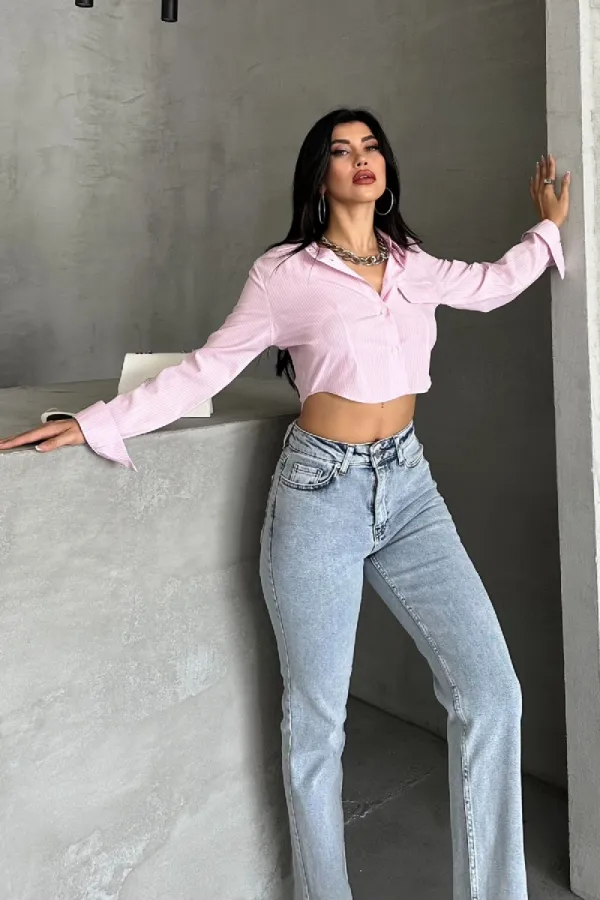 Seamless Mom Jeans 7064-08-(28-33) Snow Light Blue