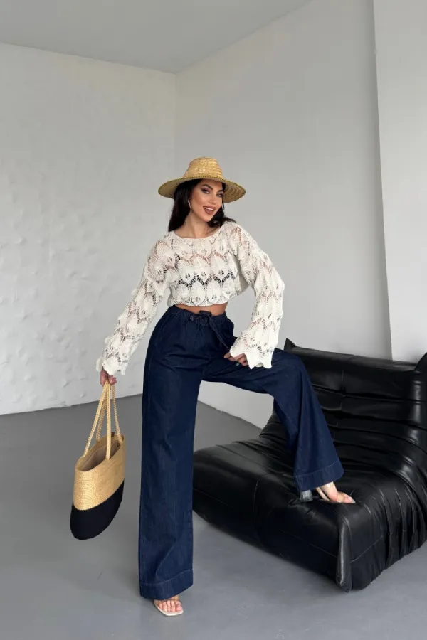 Beli Lastikli Palazzo Pantolon  7076-17-(S-XL)