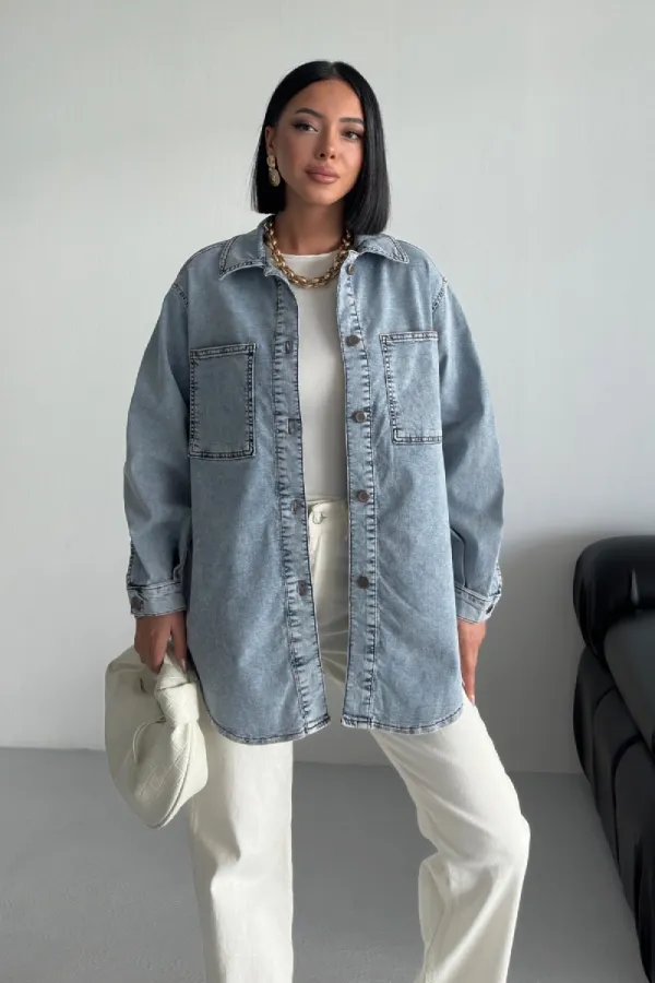 Oversize Kot Gömlek 6090-08-(S+L+3) Oversize Kot Gömlek 6090-08-(S+L+3)