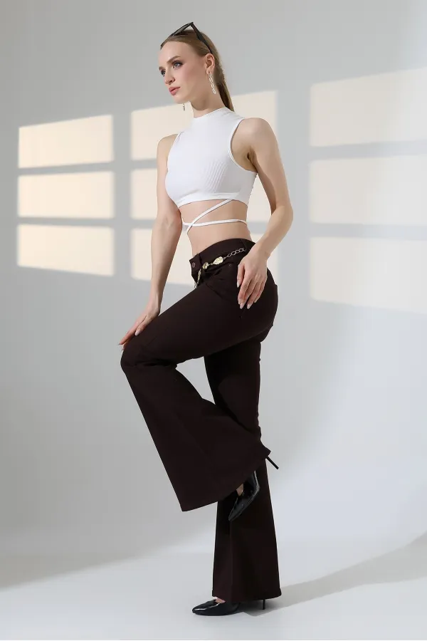 Wide Leg Flared Jean 7067-78-(27-32) Brown
