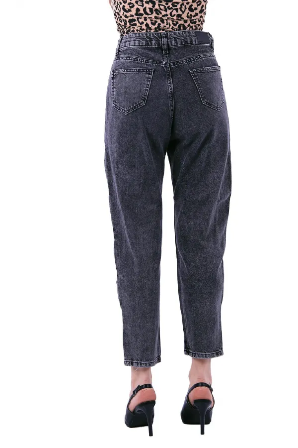 Yanı Fermuarlı Mom Kot Pantolon 717-33-(27-32) Yanı Fermuarlı Mom Kot Pantolon 717-33-(27-32)