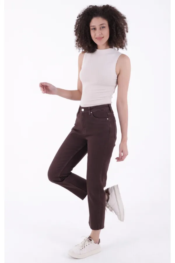Dikişsiz Paça Mom Fit Kot Pantolon  764-78-(26-28)